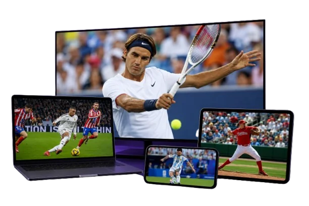 Live sports shown across television, tablet, phone and laptop